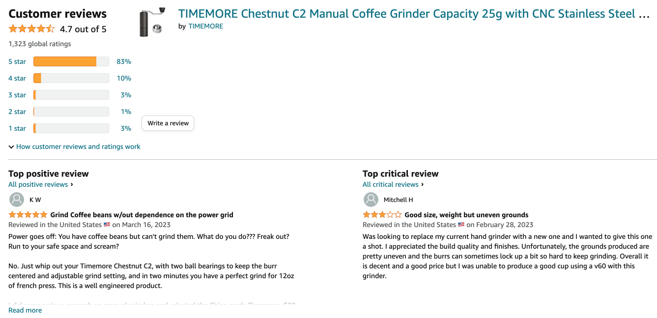 Cối Xay Cà Phê Timemore Chestnut C2 19 danh gia timemore c2 1