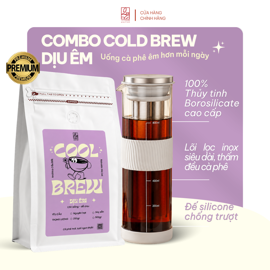 COMBO Cà Phê Cold Brew Ủ Lạnh Premium (Gồm bình cold brew thủy tinh 800ml) 13 ca phe u lanh diu em taynguyensoul.vn 9