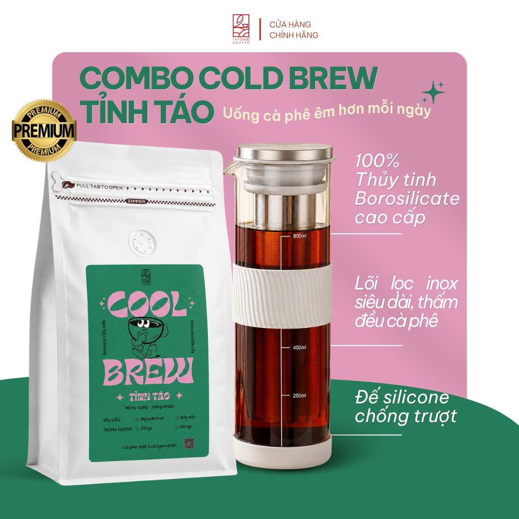 COMBO Cà Phê Cold Brew Ủ Lạnh Premium (Gồm bình cold brew thủy tinh 800ml) 9 ca phe u lanh tinh tao taynguyensoul.vn 7